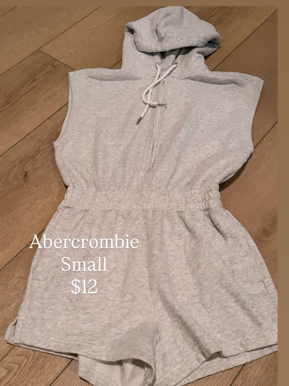 Abercrombie & Fitch Heather Light Gray Hooded One-Piece Romper